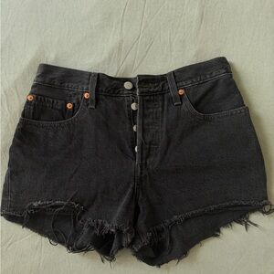 Levi's Black High-Rise Cutoff Denim Shorts